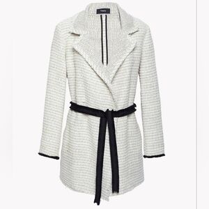 Theory Tweed Relaxed Open Front Pockets Belted Casual Women's Jacket Size XS.